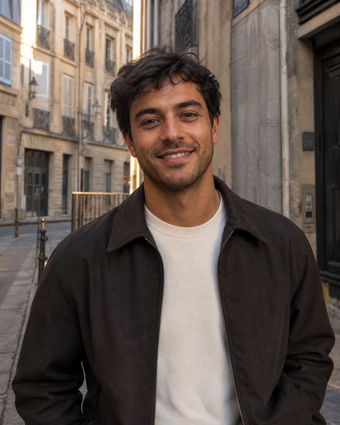 Clear solo portrait used as a Tinder first-photo example